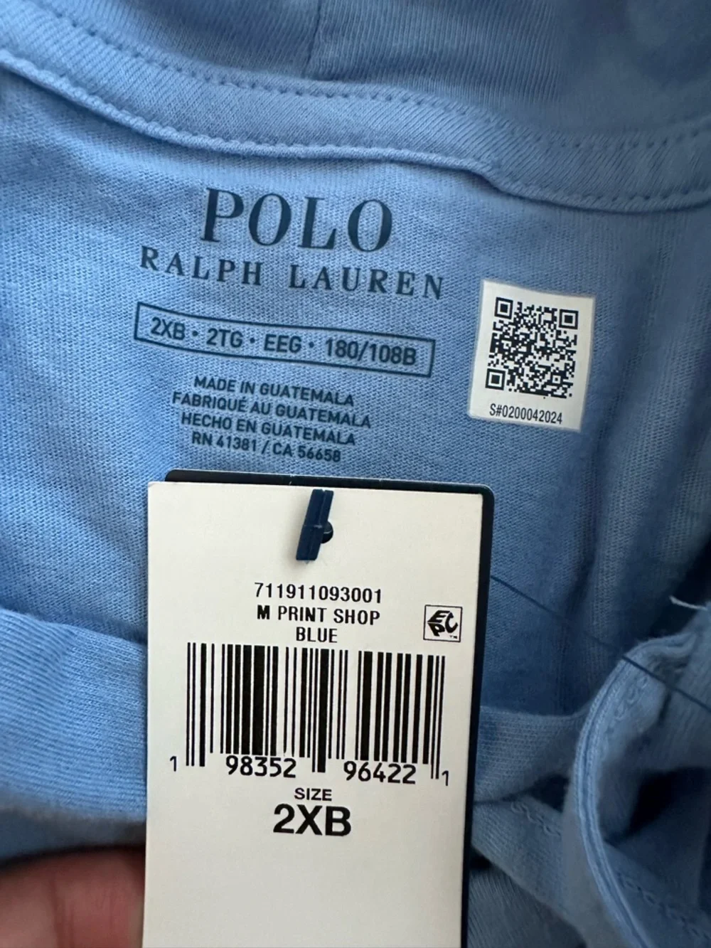 Polo Ralph Lauren Preppy Logo Lightweight Hoodie Baby Blue Mens Big & Tall Sizes